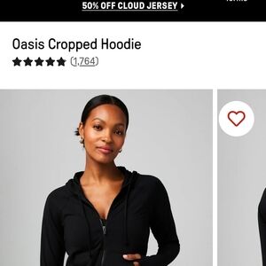 NWT - Fabletics black cropped hoodie zip-up, light weight jacket